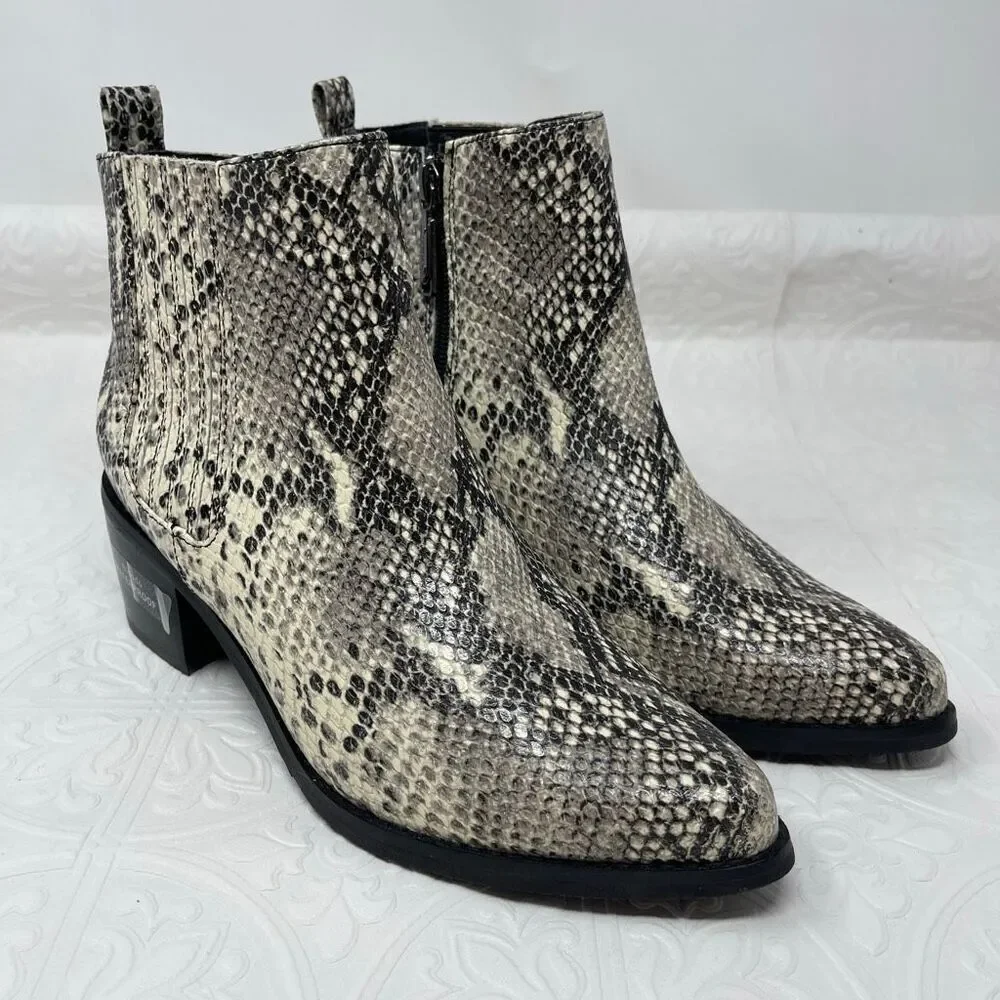 Blondo Elvina waterproof ankle bootie in natural snake print leather Sz 8.5